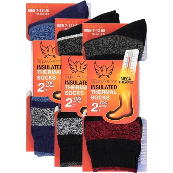 Set of 3 Thermal Socks for Men Heated Cold Weather Socks